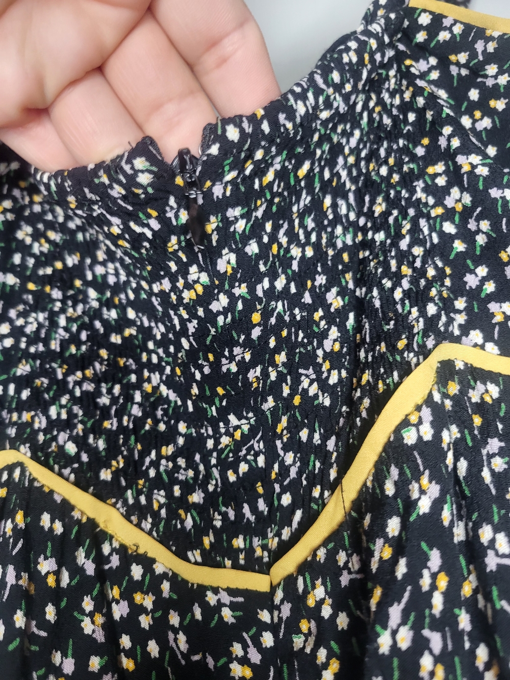 Madewell Black Floral Wide-Leg Jumpsuit with Cream Trim - Picture 8 of 12